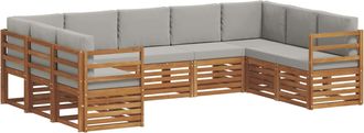 vidaXL Conjunto De Sof&aacute;s De Exterior 9 Uds. Gris Natural Y Claro Vidaxl