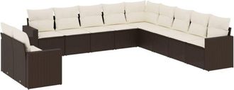 vidaXL Set De Sof&aacute;s De Jard&iacute;n 11 Pzas Cojines Rat&aacute;n Sint&eacute;tico Marr&oacute;n Vidaxl