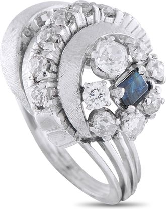 Luxury Bazaar 18K White Gold 1.50ct Diamond and Sapphire Ring MF04-050626
