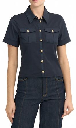Cinq &agrave; Sept Tiana Short Sleeve Top In Navy