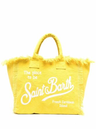 MC2 Saint Barth logo-print frayed tote bag - women - Cotton/Cotton - OS - Yellow