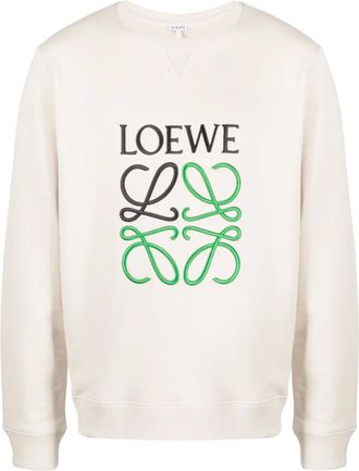 Loewe logo-embroidered cotton jumper - men - Polyester/Cotton - L - Neutrals