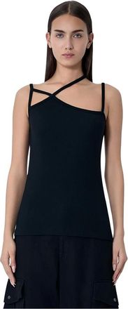 Yohji Yamamoto Tops, Dames, Zwart, M, Katoen, String Detail Camisole