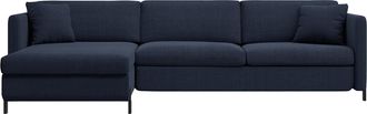 MICADONI 4-Sitzer Design Ecksofa Gloria mit Bettfunktion (160 x 205 cm) - Strukturstoff Blau