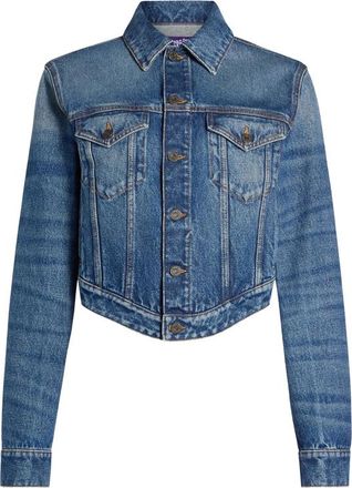 Jean Paul Gaultier Logo-print Wavy-waistband Denim Jacket