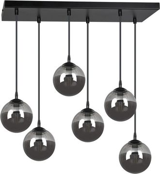 Wonderlamp Regleta de techo de metal y 6 esferas colgantes ajustables grafito