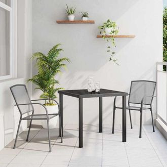 vidaXL Conjunto De Comedor De Jard&iacute;n 3 Pcs Antracita Acero Vidaxl