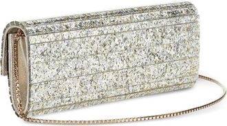 Jimmy Choo London SWEETIE glitter-effect clutch bag - women - Acrylic/Glitter - One Size - Silver