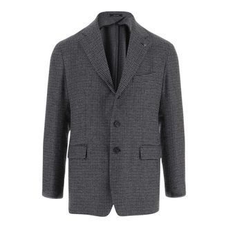 Tagliatore Chaqueta de Mezcla de Lana con Microcuadros - Jackets - Hombre - Gris - 2XL