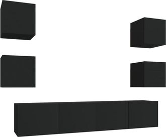 vidaXL Vidaxl - Set de muebles para tv 6 piezas madera contrachapada negro