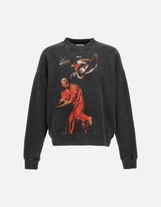 Off-white Mens Off-White St. Matthew Design Skate Fit Washed Black Sweatshirt - Size: 36
