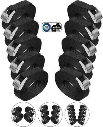 OEM Correa De Garra Correa De Amarre Correa De Fijaci&oacute;n - Negra - Carga M&aacute;xima 250 Kg, Piezas: Paquete De 10 Piezas 2,5 Cm X 6 M