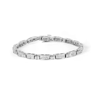 House of Brilliance 14K White Gold 2.0 Cttw Baguette and Princess-Cut Diamond Tennis Bracelet (H-I Color, SI1-SI2 Clarity) - 7
