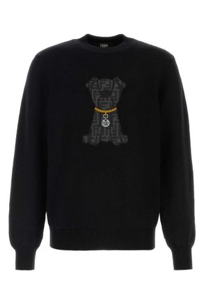 Fendi Black Crew Neck Sweaters