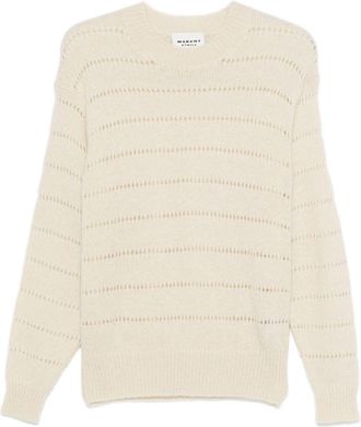Isabel Marant Marant Etoile Ecru Horizontally Striped Open-knit Sweater