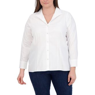 Foxcroft Katie Cotton Shirt in White at Nordstrom Rack, Size 14W
