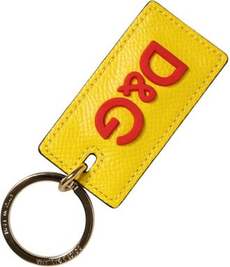 Dolce & Gabbana Leren Sleutelhanger - unisex - Sleutelhangers & Tashangers - Geel - ONE Size - Leer - Accessoires