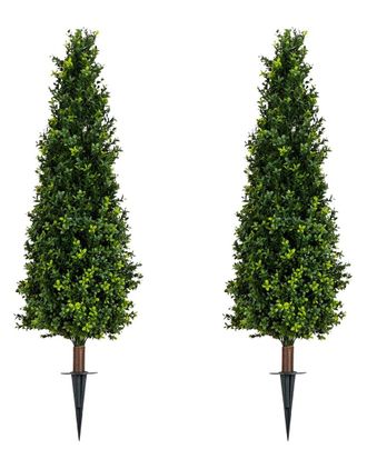 Nearly Natural Set Of Two 4Ft Uv-Resistant Artificial Boxwood Plant With Integrated Ground Stake (Indoor/Outdoor)