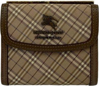 Burberry Beige Grayish Canvas Leather Wallet (Tri-Fold) (Pre-Owned)