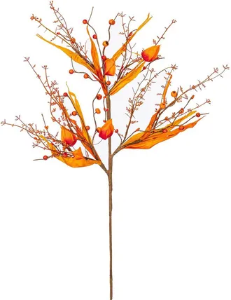 Vickerman Set Of Two 29In Fall Artificial Lantern, Berry & Husk Sprays