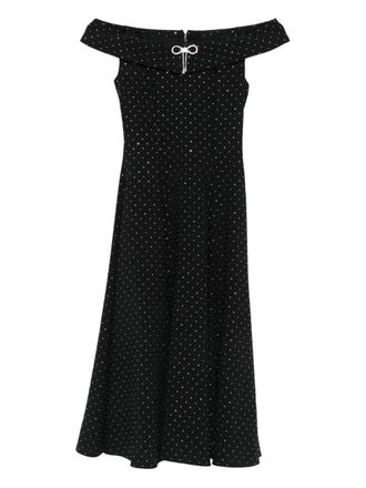 Nissa embellished off-shoulder midi dress - women - Polyester/Acetate - 36 - Black