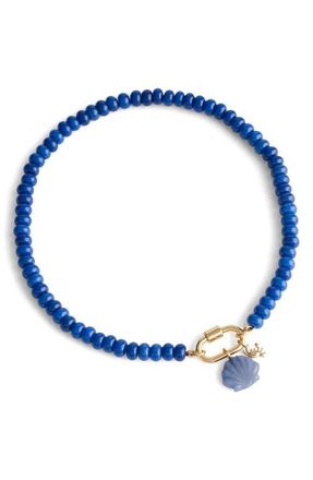 Madewell Semiprecious Bead Carabiner Charm Necklace in Lapis at Nordstrom