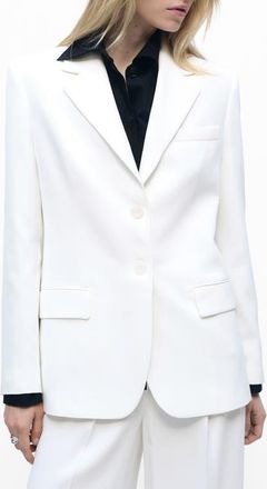 Mango Straight Button Suit Blazer in White at Nordstrom, Size Medium