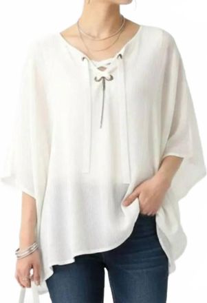 Buffalo David Bitton Peasant Waterfall Short Sleeve Blouse In Ivory