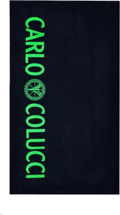 Carlo Colucci Strandlaken met opdruk - unisex - Handdoeken - Zwart - ONE Size - Katoen - Home