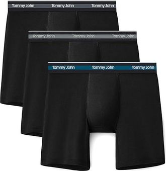 Tommy John Comfort Micro 6 Boxer Brief 3-Pack Mens Underwear Black (monument Wb)/Black (blue Coral Wb) : 2XL (44-46 Waist), Nylon/Spandex