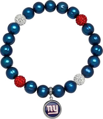 Honora New York Giants Stretch Pearl & Crystal Bracelet In Blue