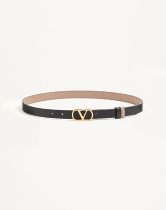 Valentino Garavani Cintura Reversibile VLogo Signature In Vitello Lucido 20 mm Donna NERO/BEIGE 065