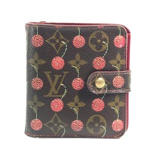 Louis Vuitton Brown Red Color Monogram Cherry Blossom Canvas Wallet (Bi-Fold) (Pre-Owned)