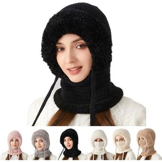 Generic 3 in 1 Beanie Hat for Women, Warm All in One Hat and Scarf Thermal Winter Hats Windproof Balaclava for Skiing Hiking Outdoor Activities
