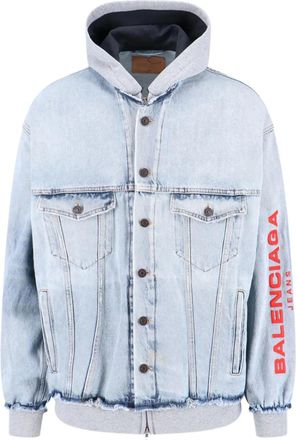 Balenciaga Giacca denim con cappuccio - Blu