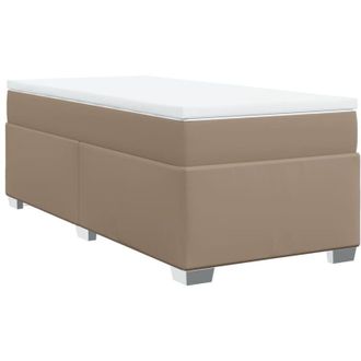 vidaXL Vidaxl - Cama Box Spring Con Colch&oacute;n Cuero Sint&eacute;tico Capuchino 80x200 Cm