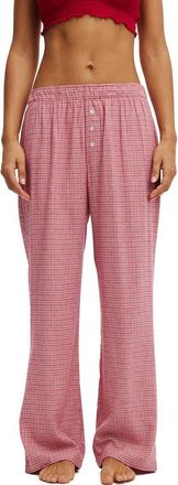Cotton On Womens Flannel Wide Leg Pant in Charlotte Check Reds at Nordstrom, Size X-Small