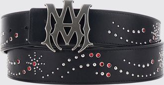 Amiri Cintura in pelle con borchie e fibbia monogram smaltata