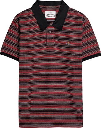 Vivienne Westwood Striped Logo Cotton Polo Shirt - Red - XL