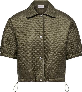Moncler Moncler Floral-quilted Padded Short Sleeve Shirt, Women, Green, Size: 40