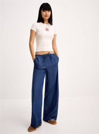 Only Womens Faux-denim wide-leg pant
