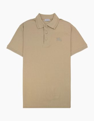 Burberry Mens Burberry Eddie Cotton Polo Shirt Soft Fawn - Cream - Size: 42