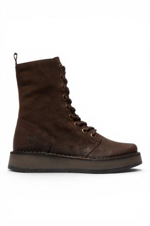 FLY London Fly London Womens Combat Brown Suede Leather Lace-up Boots - RAMI043