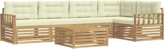 vidaXL Conjunto De Sof&aacute;s De Exterior 6 Uds. Blanco Y Crema Poli&eacute;ster Vidaxl