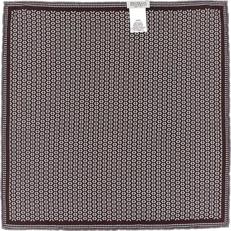 Brunello Cucinelli Silk Geometric Pocket Square - Gray