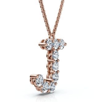 Pompeii3 1Ct Diamond Initial J Pendant 14k Gold 18 Necklace Lab Grown 5/8 Tall