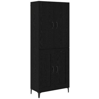 vidaXL Highboard Black Oak 69.5 x 34 x 180 cm Engineered Wood vidaXL