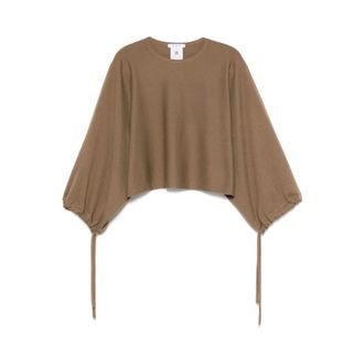 Max Mara Round-neck Knitwear, female, Brown, S, Frais Jumper