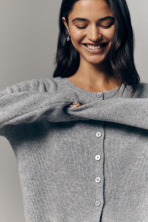 Reformation Clara Cashmere Crew Cardigan Sweater