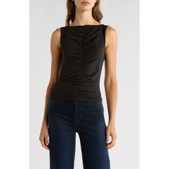 Frame Denim Ruched Sleeveless Top in Black at Nordstrom, Size X-Small